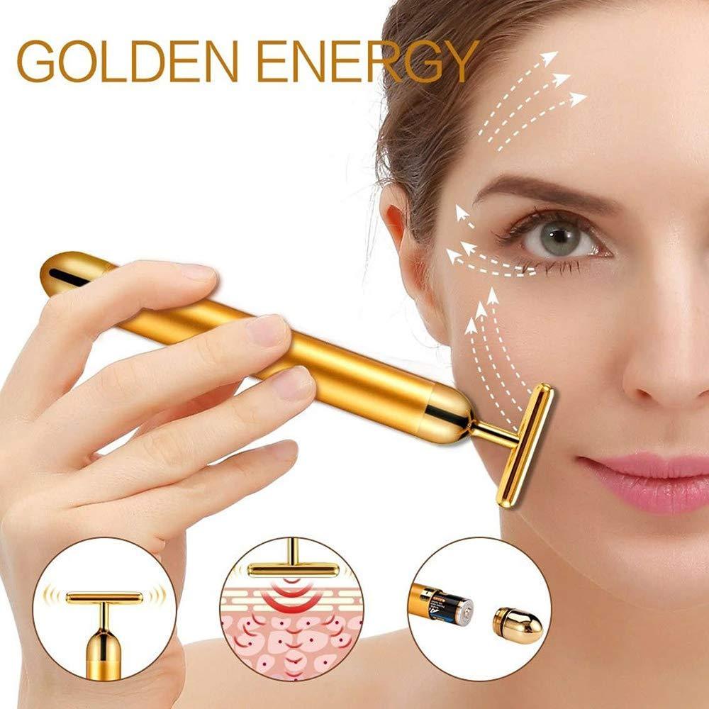 24k Gold Face Lift Bar Roller Vibration Slimming Massager Facial Stick