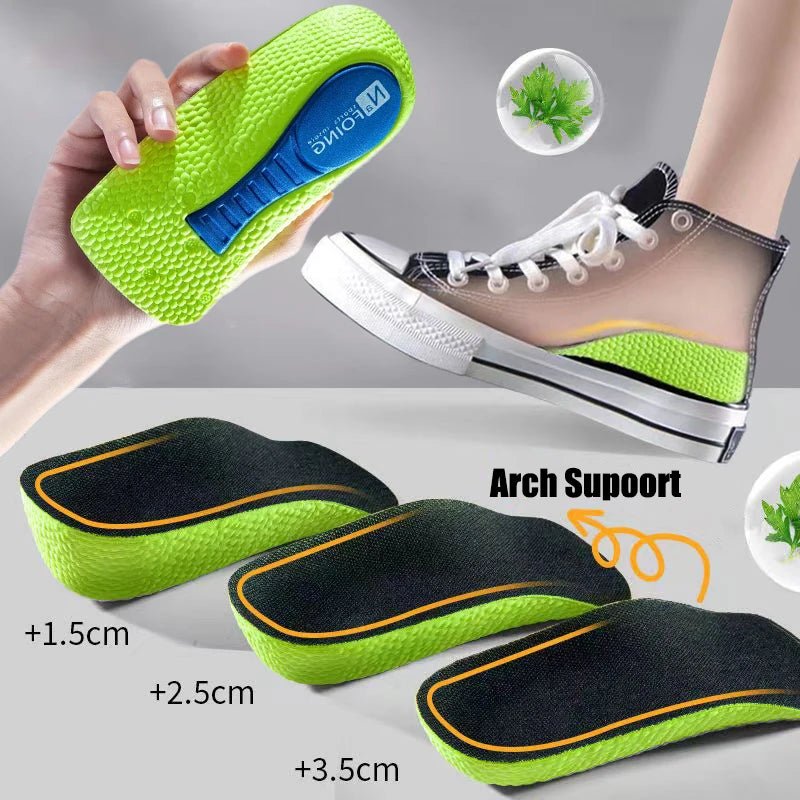 Memory Foam Height Increase Insoles UK for Men Women Shoes Flat Feet Arch Support Orthopedic Insoles Sneakers Heel Lift Shoe Pads