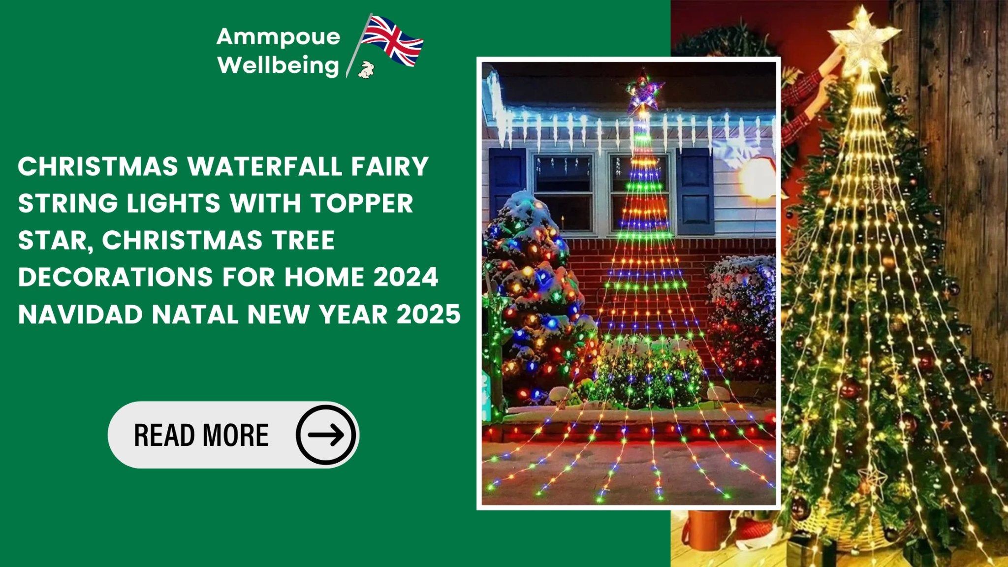 Christmas Waterfall Fairy String Lights with Topper Star: Elevate Your Holiday Decor for 2024 & New Year 2025 - Ammpoure Wellbeing