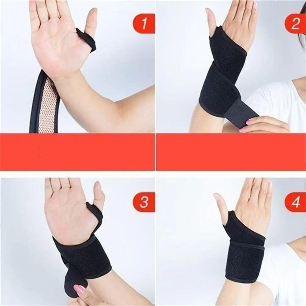 1 Pair Tourmaline Self - Heating Wrist Brace Sports Protection Wrist Belt Far Infrared Magnetic Therapy Pads Braces - Ammpoure Wellbeing