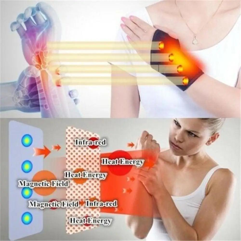 1 Pair Tourmaline Self - Heating Wrist Brace Sports Protection Wrist Belt Far Infrared Magnetic Therapy Pads Braces - Ammpoure Wellbeing