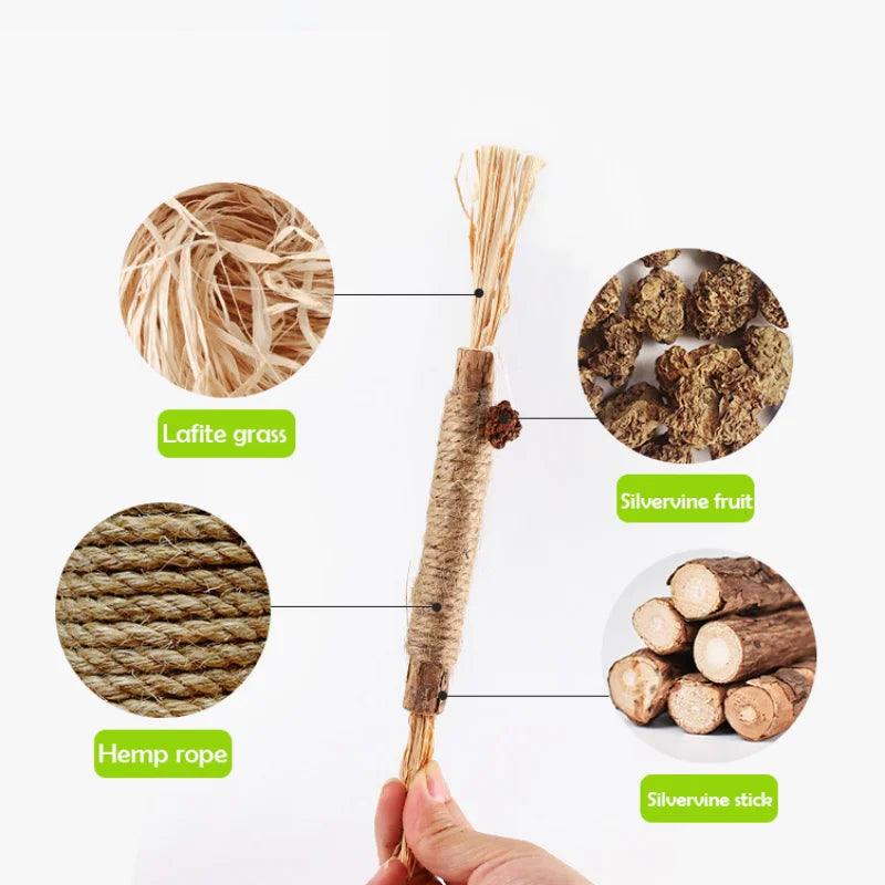 1 Pc Cat Toys Silvervine Chew Stick Polygonum Kitty Raffia Grass Pet Supplies Cleaning Teeth Stick Pet Bite Cat Toy Hemp Rope - Ammpoure Wellbeing