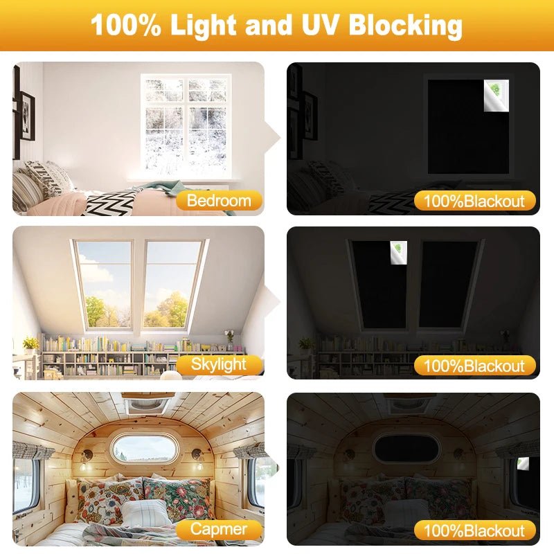 100% Blackout Curtain Removable Portable Travel Blocking Darkest Window Film Cloth Temporary DIY No Drill Blackout Curtains - Ammpoure Wellbeing