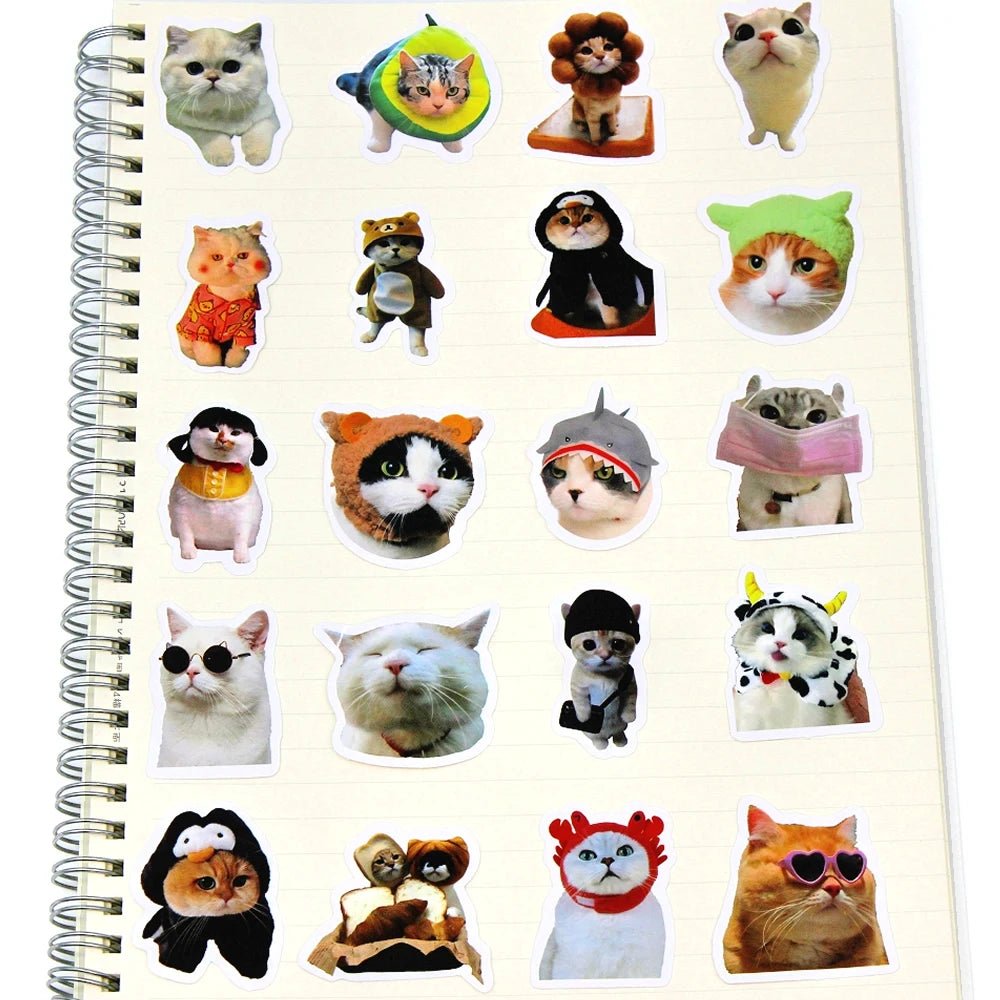 10/50/100pcs Funny Cat Stickers Cartoon Cute Decals Toy Stationery Guitar Phone Bicycle Laptop Luggage Car Graffiti Kids Sticker - Ammpoure Wellbeing