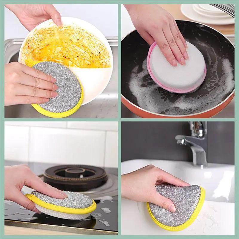 10/5/3PCS Double Side Dishwashing Sponge Dish Washing Brush Pan Pot Dish Wash Sponges Household Cleaning Reusable Kitchen Tools - Ammpoure Wellbeing