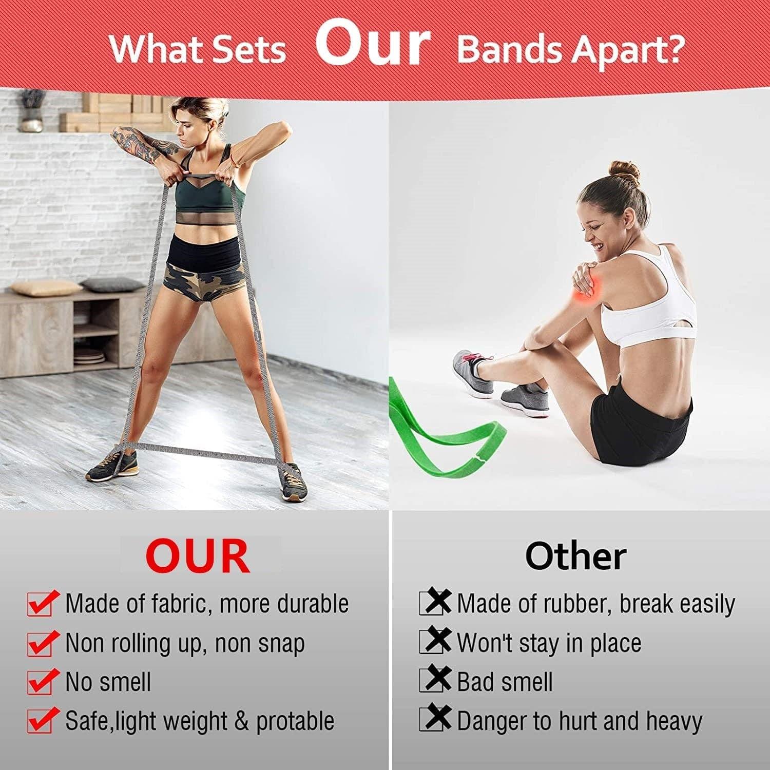 105lb Long Resistance Loop Band Set Unisex Fitness Yoga Elastic Bands Hip Circle Thigh Squat Band Workout Gym Equipment for Home - Ammpoure Wellbeing