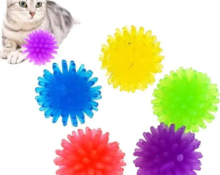 10pcs Funny Hedgehog Ball Cat Toys Creative Colorful Stretch Plastic Ball Interactive Cat Soft Spiky Cat Toy Pet Supplies - Ammpoure Wellbeing