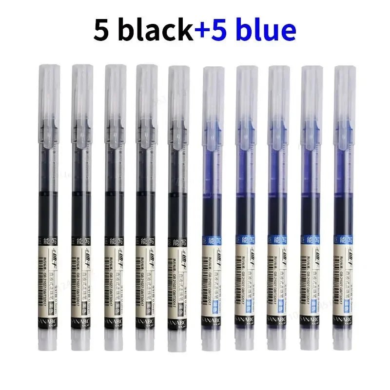 10Pcs/set High Quality Needle Type Gel Pens Straight Liquid Ballpoint Pen Kawaii Stationery School Office Supplies Writing - Ammpoure Wellbeing