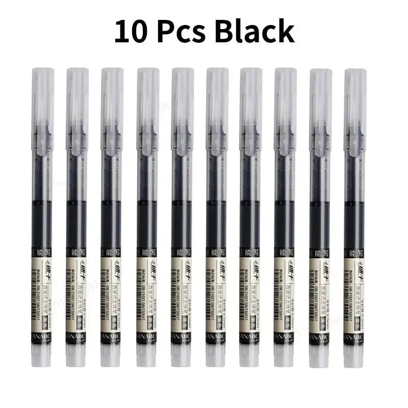 10Pcs/set High Quality Needle Type Gel Pens Straight Liquid Ballpoint Pen Kawaii Stationery School Office Supplies Writing - Ammpoure Wellbeing