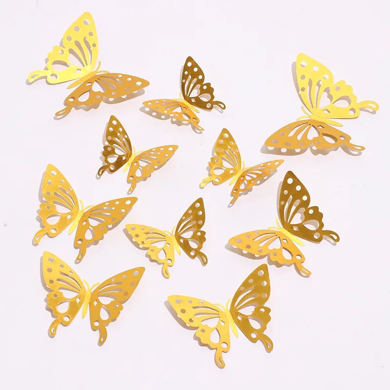 12 Pcs/Set 3D Wall Stickers Hollow Butterfly for Kids Rooms Home Wall Decor DIY Mariposas Fridge stickers Room Decoration - Ammpoure Wellbeing