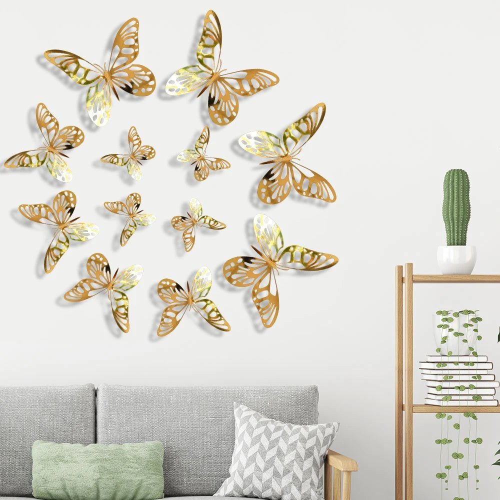 12 Pcs/Set 3D Wall Stickers Hollow Butterfly for Kids Rooms Home Wall Decor DIY Mariposas Fridge stickers Room Decoration - Ammpoure Wellbeing