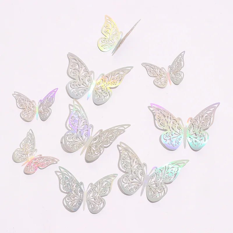 12 Pcs/Set 3D Wall Stickers Hollow Butterfly for Kids Rooms Home Wall Decor DIY Mariposas Fridge stickers Room Decoration - Ammpoure Wellbeing