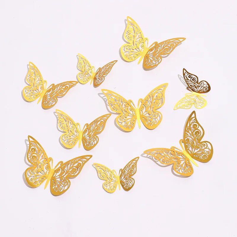 12 Pcs/Set 3D Wall Stickers Hollow Butterfly for Kids Rooms Home Wall Decor DIY Mariposas Fridge stickers Room Decoration - Ammpoure Wellbeing