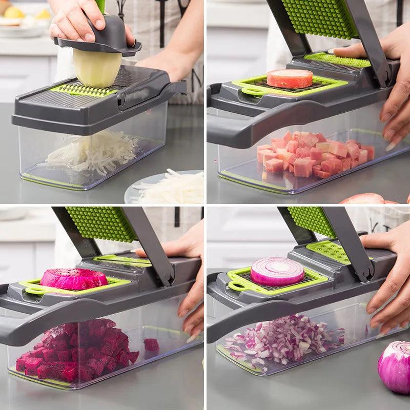 14/16 in 1 Multifunctional Vegetable Chopper Onion Chopper Handle Food Grate Food Chopper Kitchen Vegetable Slicer Dicer Cut - Ammpoure Wellbeing