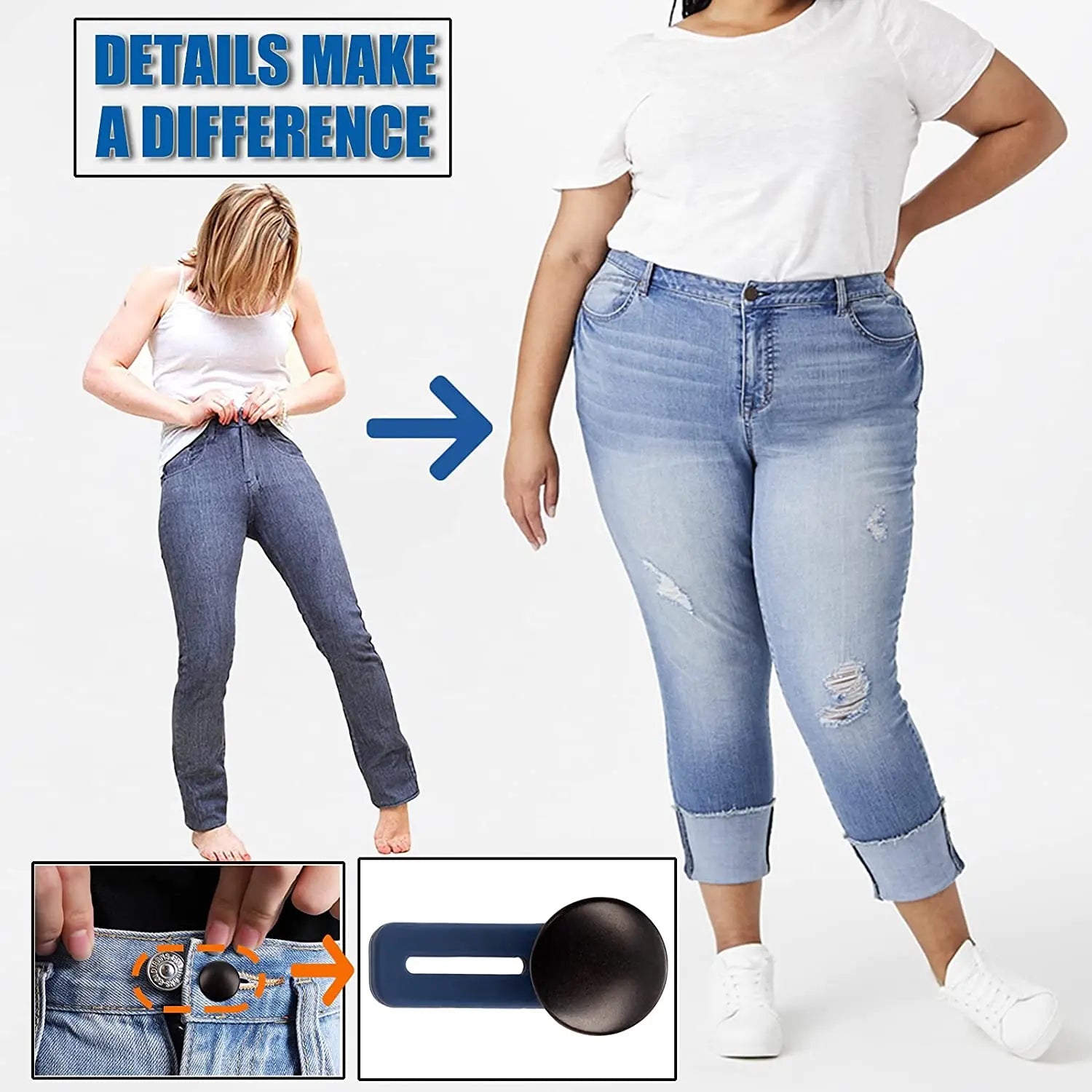 1/5/10PCS Metal Button Extender For Pants Jeans Free Sewing Adjustable Retractable Waist Extenders Button Waistband Expander - Ammpoure Wellbeing