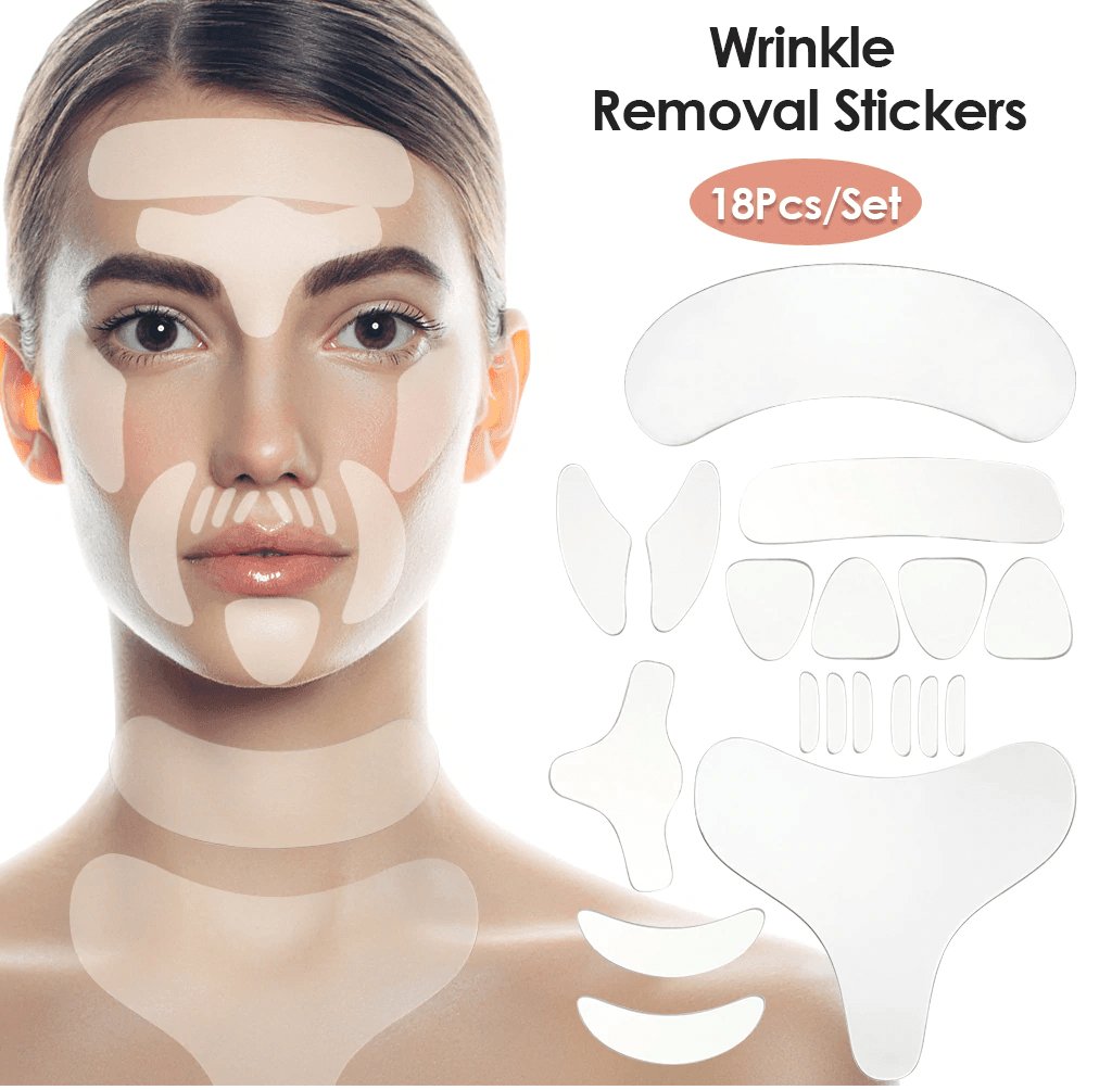 18 pieces Reusable Silicone Anti Wrinkle Patches UK for Women and Men for Face, Forehead, Under Eye - Ammpoure Wellbeing