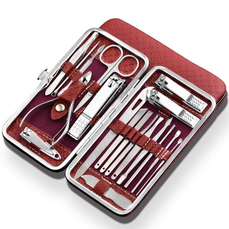 19 in 1 Stainless Steel Manicure set Professional Nail clipper Kit UK of Pedicure Tools Ingrown ToeNail Trimmer - Ammpoure Wellbeing