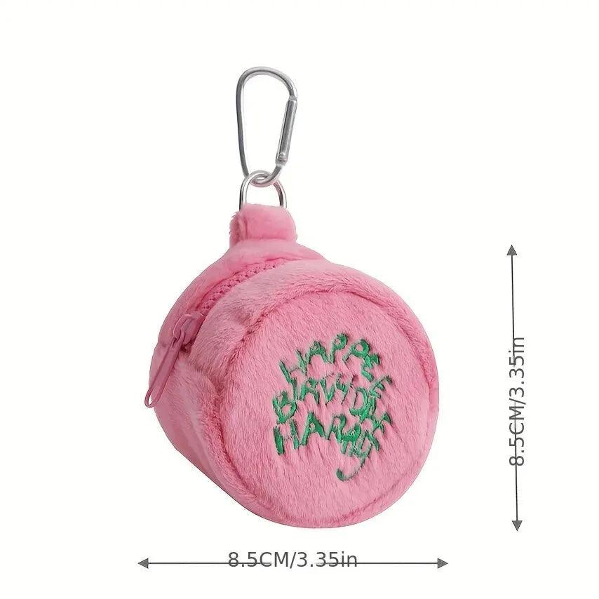 1pc Cute Plush Cosmetic Bag Portable Letter Embroidered Coin Purse Hanging Bag Perfect Lipstick Envelope ID Bag For Traveling - Ammpoure Wellbeing