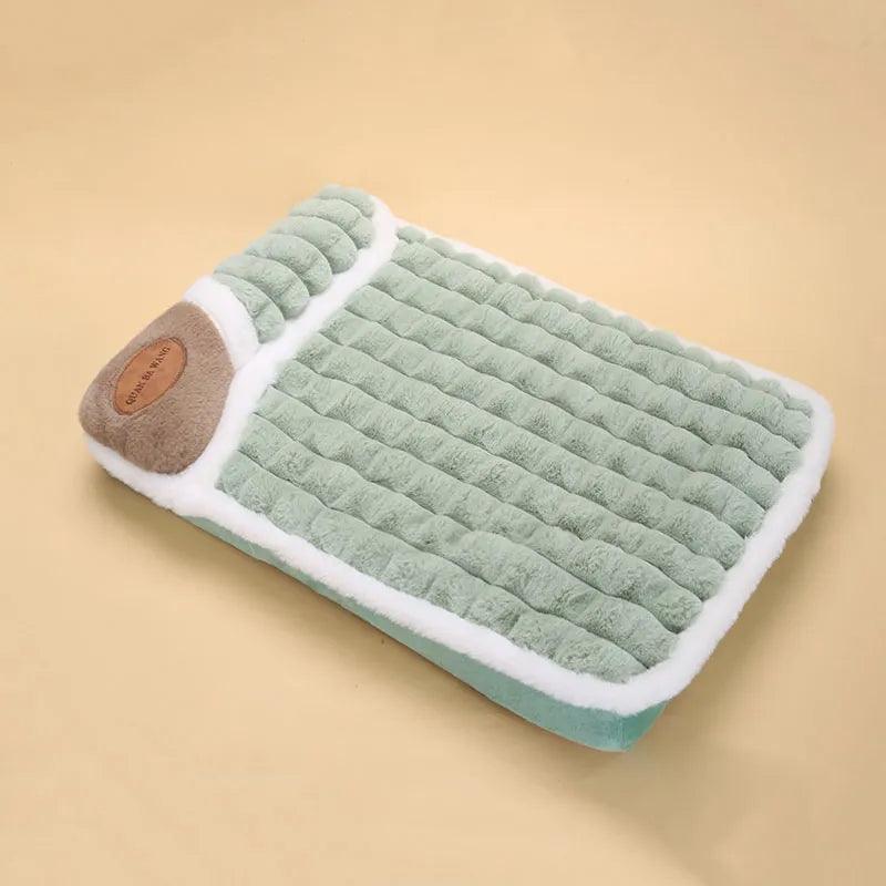 1pc Four Seasons Thick Deep Sleep Pet Bed Cat Kennel Small and Medium Dog Pet Mat Green - Ammpoure Wellbeing