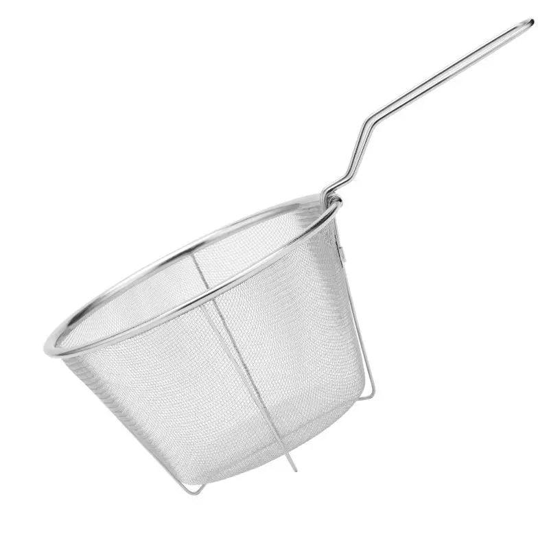 1pc stainless steel mesh strainer Lo mein scoop deep fried mesh frying basket deep fried looped French fries kitchen folding thi - Ammpoure Wellbeing