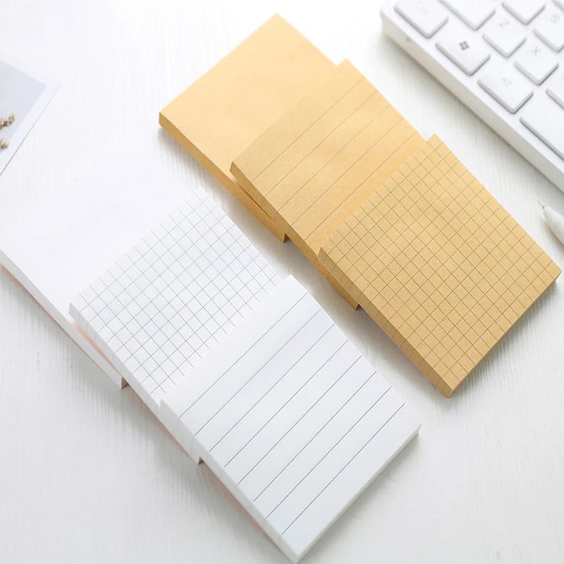 1Pcs 80Sheets Sticky Stationery Notepad Office Bookmark Sticky Notes Khaki / White /Stickers In Notebook Memo Pad - Ammpoure Wellbeing