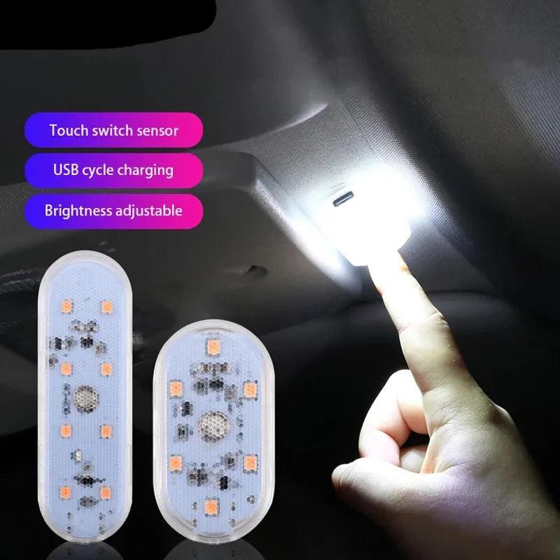 1pcs Car LED Mini Touch Light Roof Ceiling Lamp Reading Light Wireless Magnetic Suction Rechargeable Decoration Light 5V - Ammpoure Wellbeing