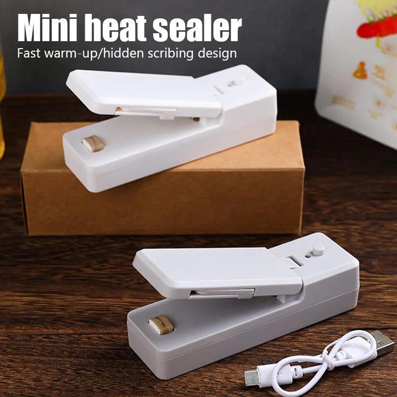 2 IN 1 USB Chargable Mini Bag Sealer Heat Sealers With Cutter Knife Rechargeable Portable Sealer For Plastic Bag Food Storage - Ammpoure Wellbeing
