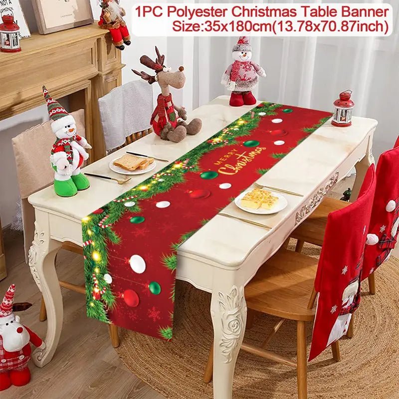 2024 Christmas Table Runners Merry Christmas Decoration for Home Tablecloth Table Cover Xmas Gifts Navidad Noel New Year 2025 - Ammpoure Wellbeing