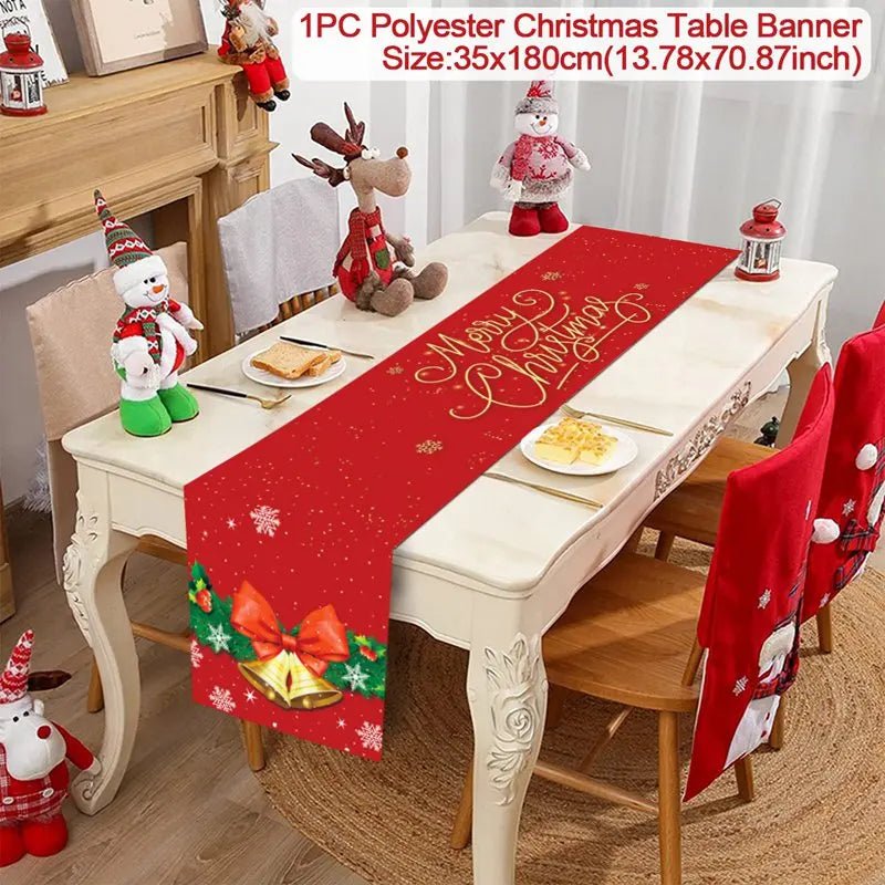 2024 Christmas Table Runners Merry Christmas Decoration for Home Tablecloth Table Cover Xmas Gifts Navidad Noel New Year 2025 - Ammpoure Wellbeing