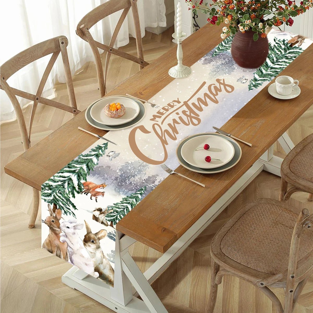 2024 Christmas Table Runners Merry Christmas Decoration for Home Tablecloth Table Cover Xmas Gifts Navidad Noel New Year 2025 - Ammpoure Wellbeing