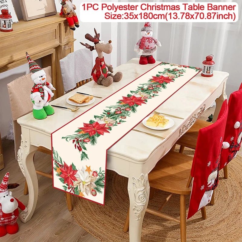 2024 Christmas Table Runners Merry Christmas Decoration for Home Tablecloth Table Cover Xmas Gifts Navidad Noel New Year 2025 - Ammpoure Wellbeing