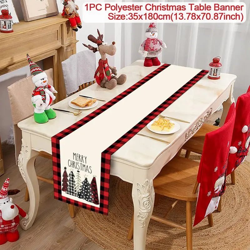 2024 Christmas Table Runners Merry Christmas Decoration for Home Tablecloth Table Cover Xmas Gifts Navidad Noel New Year 2025 - Ammpoure Wellbeing