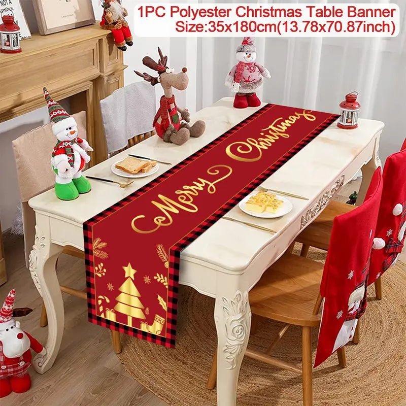 2024 Christmas Table Runners Merry Christmas Decoration for Home Tablecloth Table Cover Xmas Gifts Navidad Noel New Year 2025 - Ammpoure Wellbeing