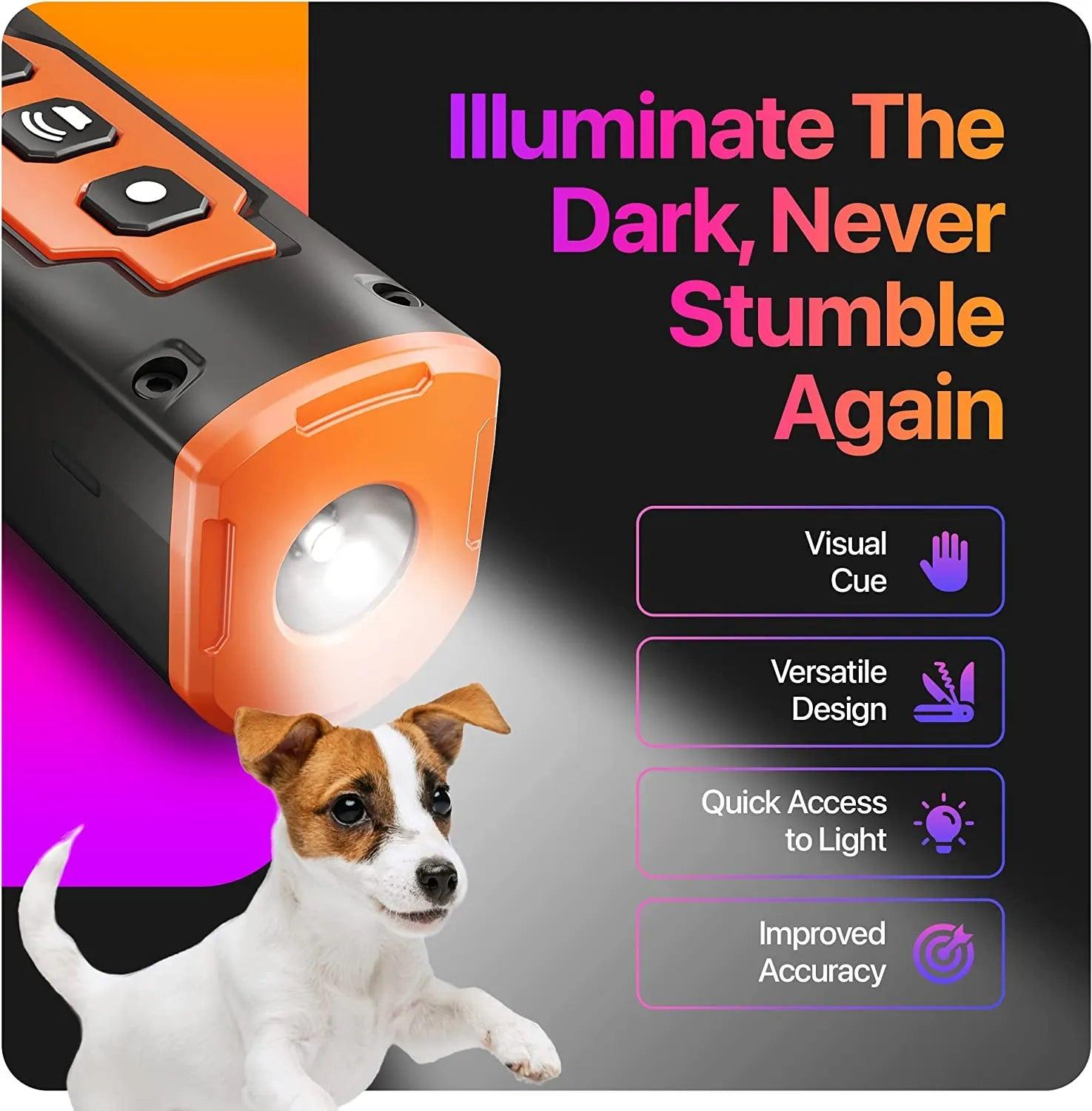2024 Release Pet Dog Repeller Ultrasonic Dog Training Device Rechargeable Anti Dog Bark Deterrent Device With LED Flashlight - Ammpoure Wellbeing
