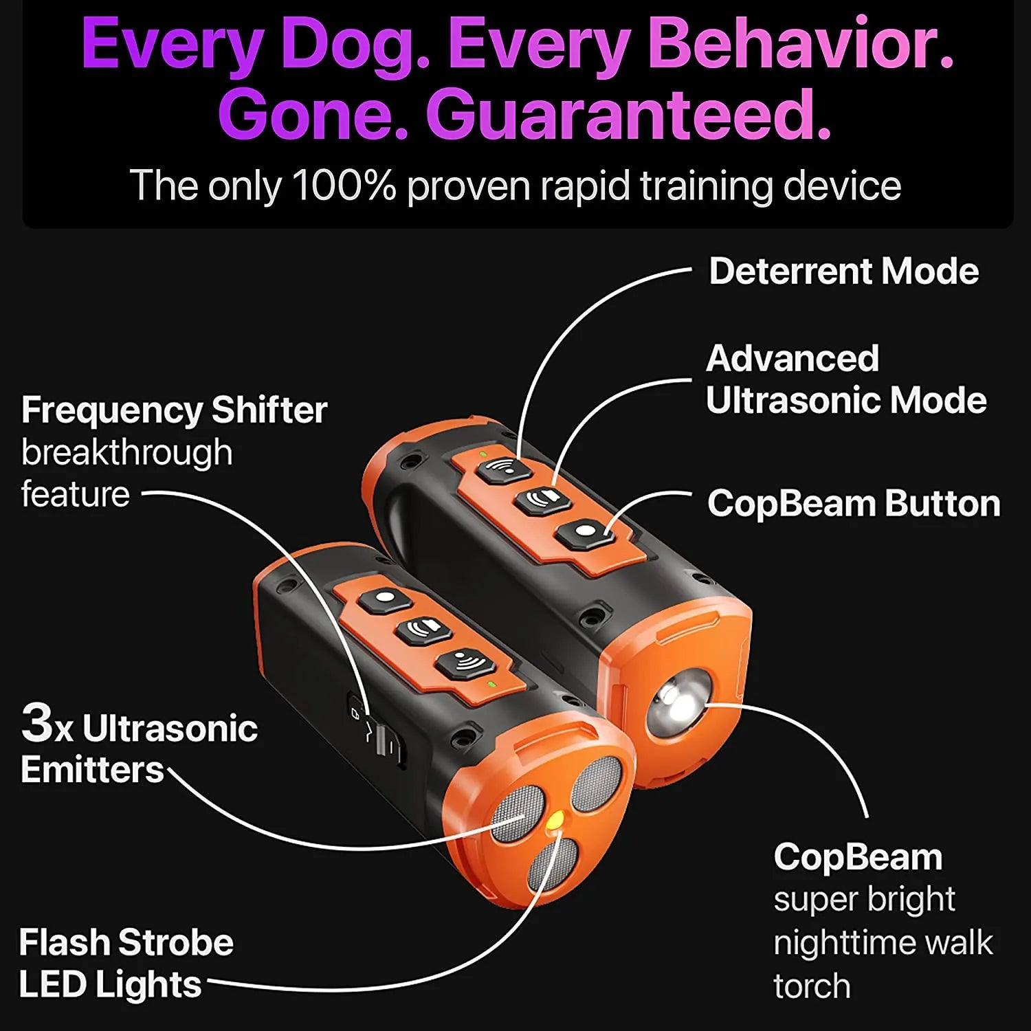 2024 Release Pet Dog Repeller Ultrasonic Dog Training Device Rechargeable Anti Dog Bark Deterrent Device With LED Flashlight - Ammpoure Wellbeing
