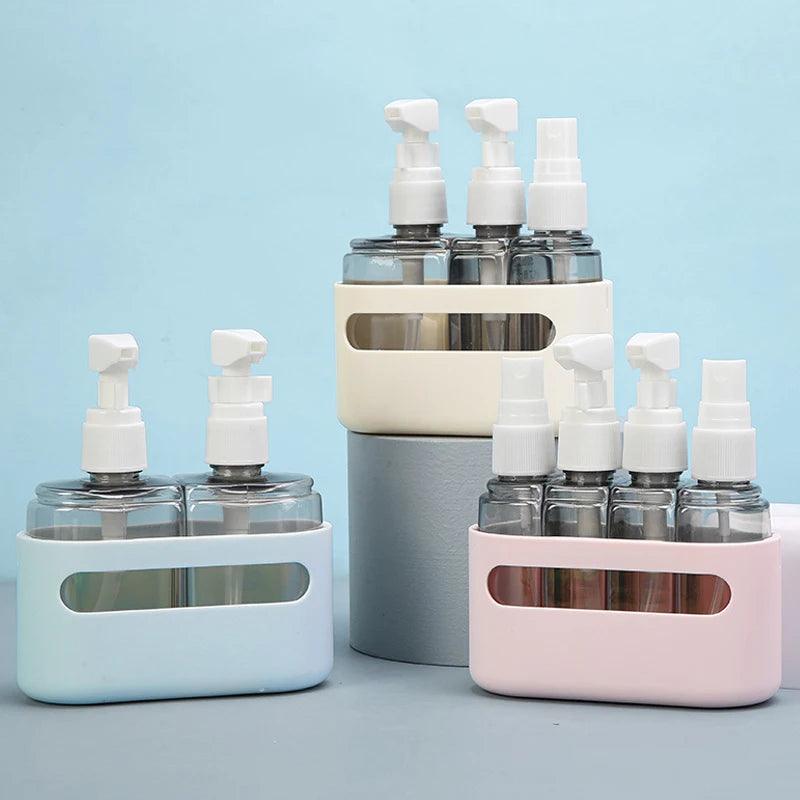 2/3/4 - In - 1 Travel Refillable Bottle Set Combination Liquid Lotion Shampoo Shower Gel Dispenser Empty Cosmetic Container Atomizer - Ammpoure Wellbeing