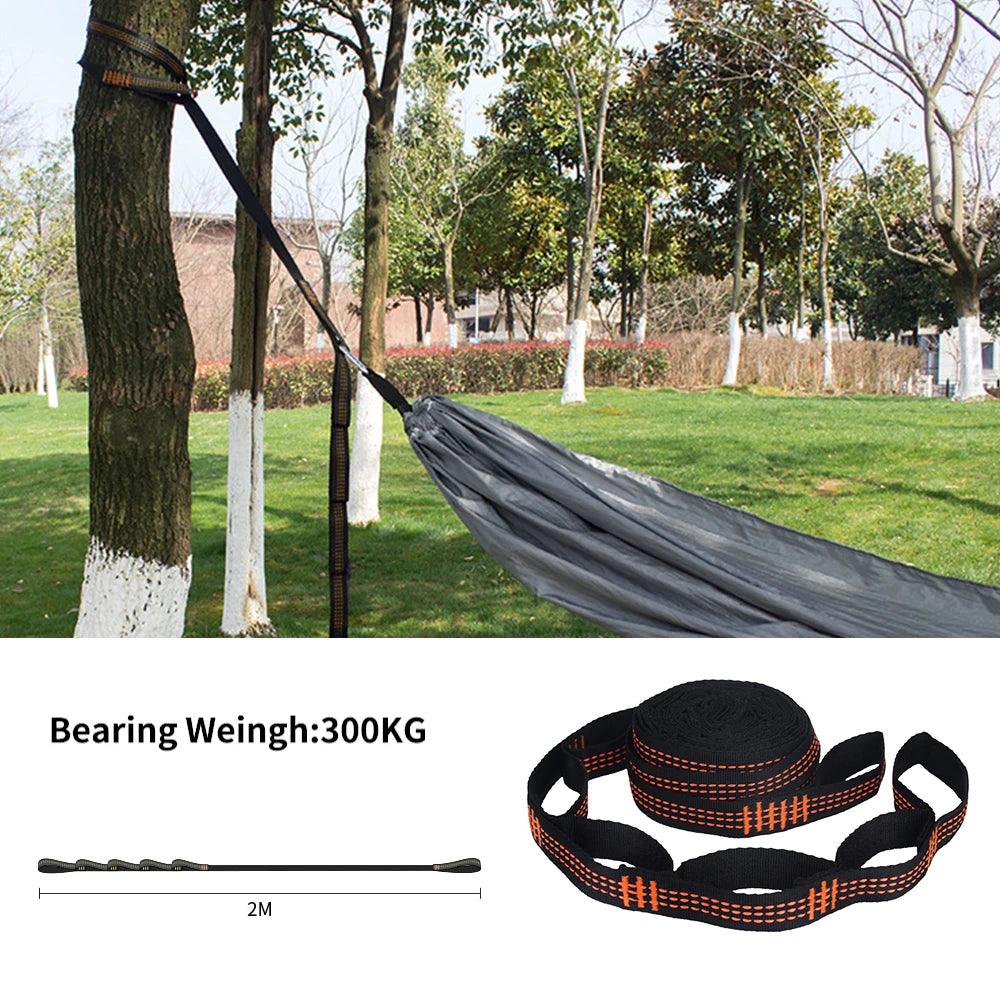 2/4Pcs Hammock Straps Special Reinforced Polyester Straps 5 Ring High Load - Bearing Barbed Black Outdoor Camping Hammock Straps - Ammpoure Wellbeing