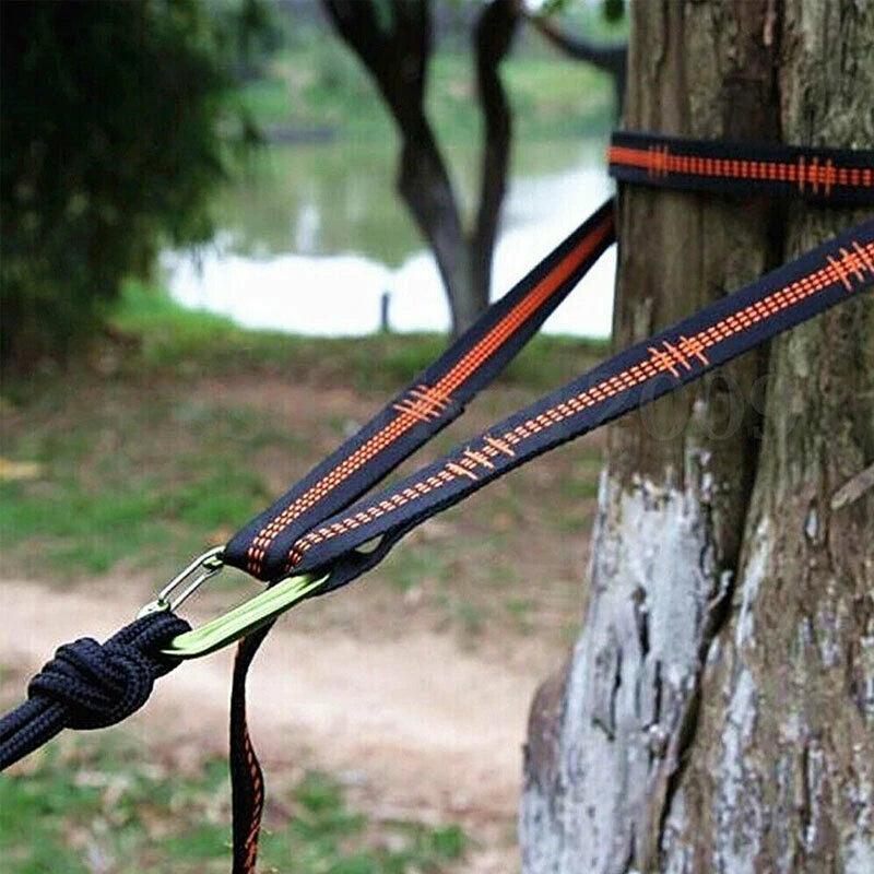 2/4Pcs Hammock Straps Special Reinforced Polyester Straps 5 Ring High Load - Bearing Barbed Black Outdoor Camping Hammock Straps - Ammpoure Wellbeing