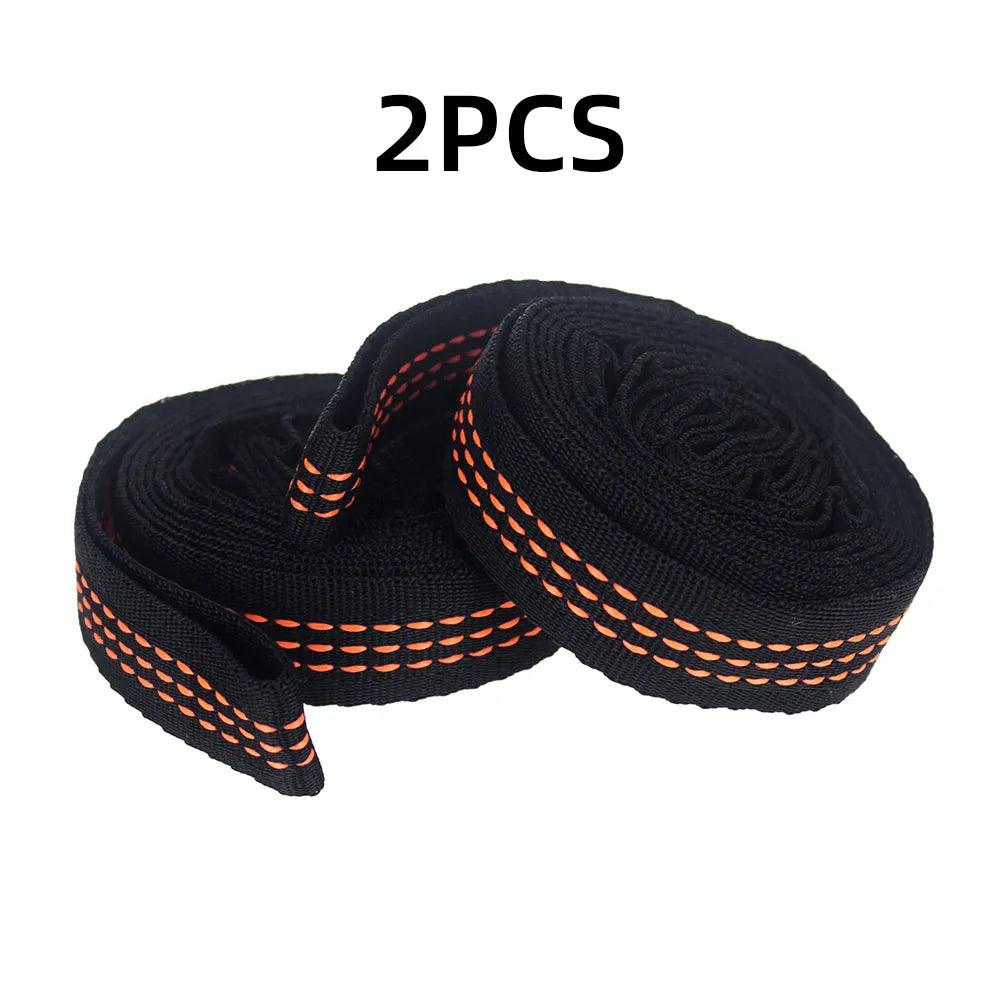 2/4Pcs Hammock Straps Special Reinforced Polyester Straps 5 Ring High Load - Bearing Barbed Black Outdoor Camping Hammock Straps - Ammpoure Wellbeing