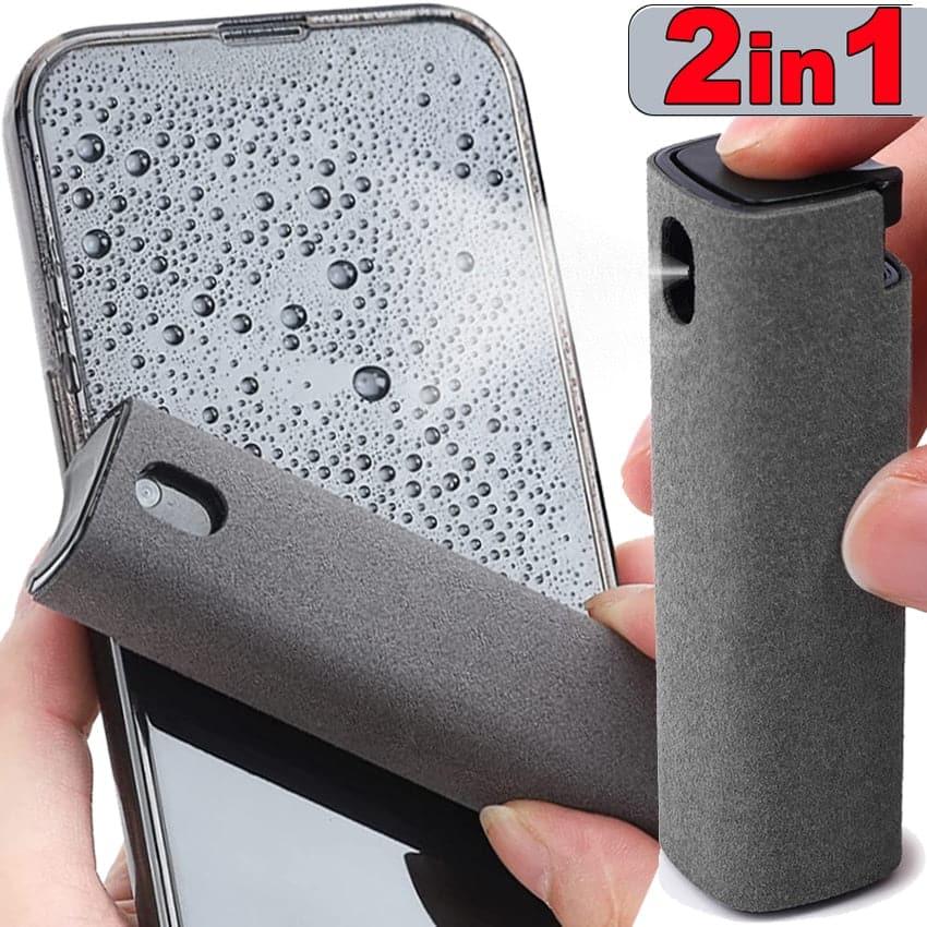 2in1 Microfiber Screen Cleaner Spray Bottle Set Mobile Phone Ipad Computer Microfiber Cloth Wipe Iphone Cleaning Glasses Wipes - Ammpoure Wellbeing