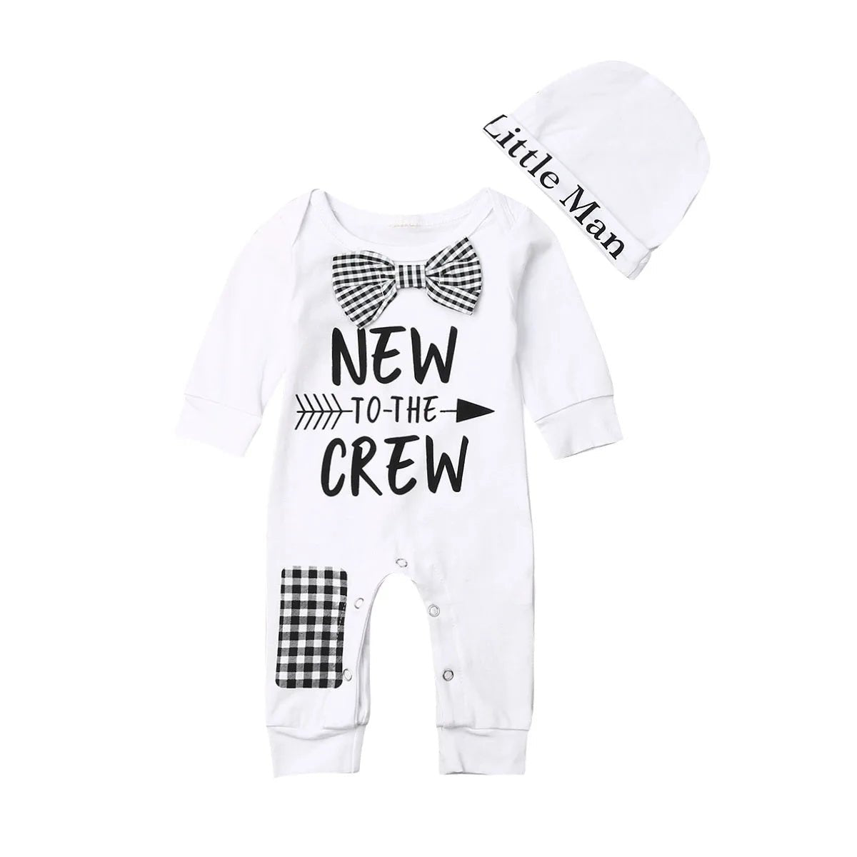 2PCS Newborn Baby Boys Clothes Cotton Long Sleeve Romper+Hat Jumpsuit Outfits Clothes Long Pants Baby Warm Autumn Winter Outfits - Ammpoure Wellbeing