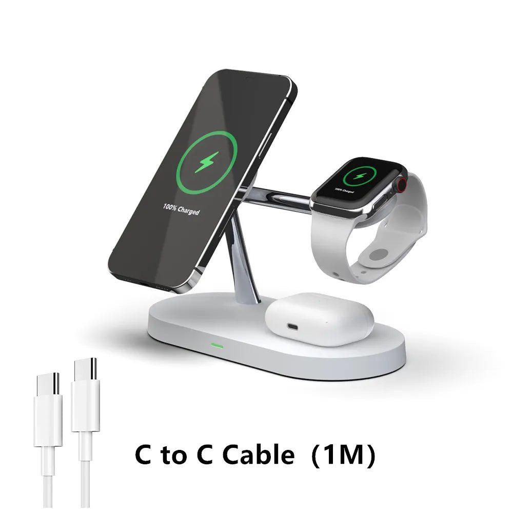 3 in 1 Wireless Charger Stand Magnetic For iPhone 12 13 14 15 Fast Charging Station for Apple Watch 9 8 7 6 5 Airpods 2 3 Pro - Ammpoure Wellbeing