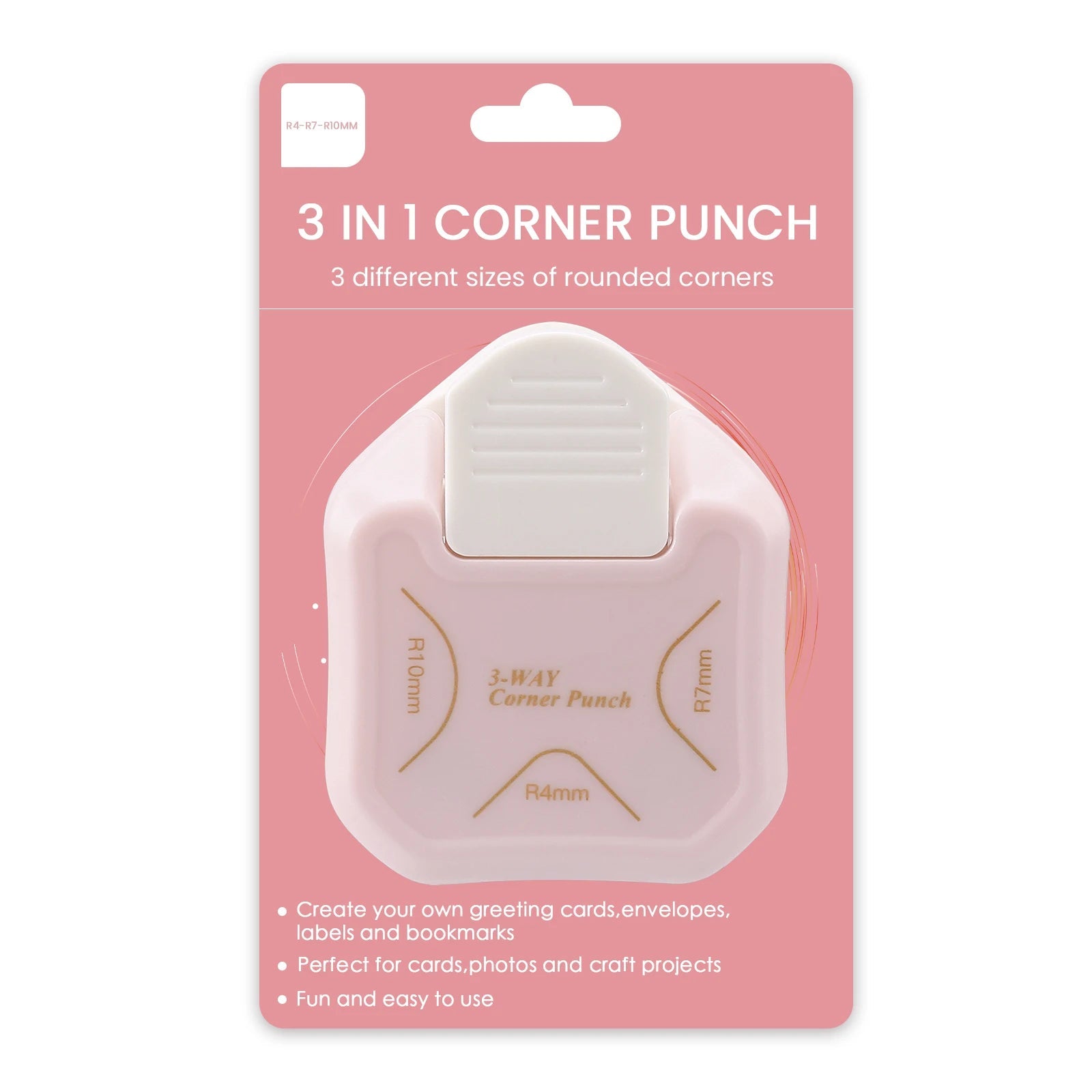 3 Way Corner Rounder Punch, 4mm, 7mm, 10mm 3 in 1 Corner Cutter for Card Making, Laminate, Cardstock, Scrapbooking - Ammpoure Wellbeing