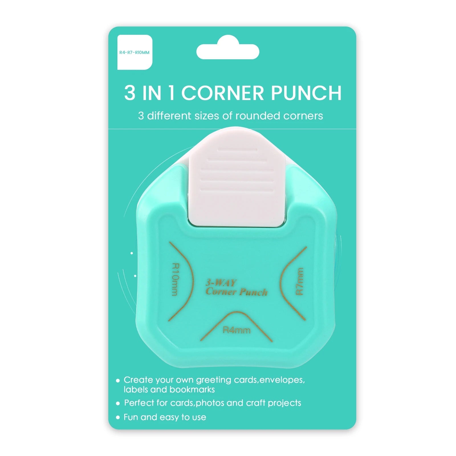 3 Way Corner Rounder Punch, 4mm, 7mm, 10mm 3 in 1 Corner Cutter for Card Making, Laminate, Cardstock, Scrapbooking - Ammpoure Wellbeing