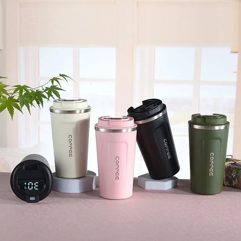 380/510ml Thermos Coffee Mug Stainless Steel Coffee Cup Temperature Display Vacuum Flask Thermal Tumbler Insulated Water Bottle - Ammpoure Wellbeing