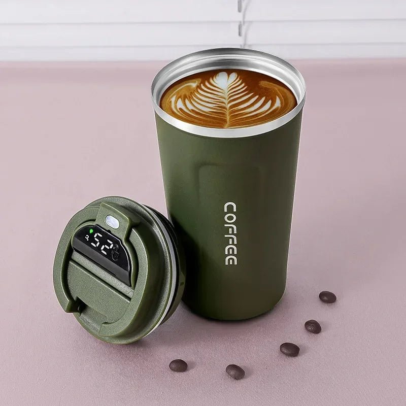 380/510ml Thermos Coffee Mug Stainless Steel Coffee Cup Temperature Display Vacuum Flask Thermal Tumbler Insulated Water Bottle - Ammpoure Wellbeing