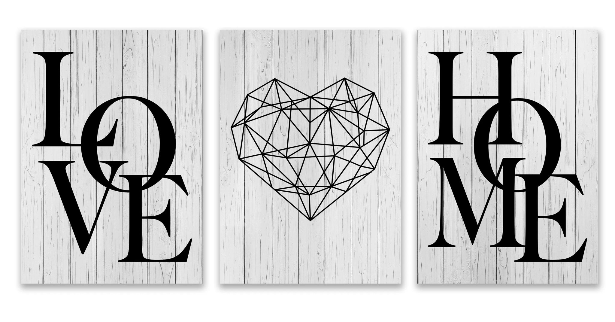 3pcs Love Home Diamond Heart Letter Canvas Prints Nordic Modern Living Room Wall Art Black White Decorative Paintings Home Decor - Ammpoure Wellbeing