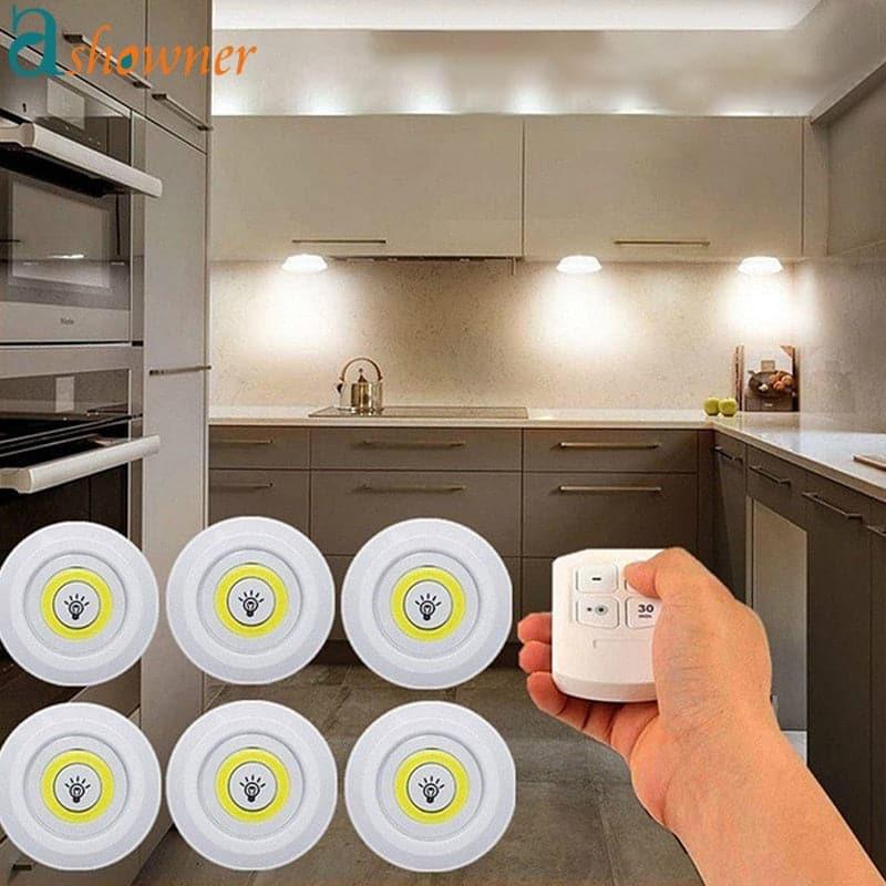 3W Super Bright Cob Under Cabinet Light LED Wireless Remote Control Dimmable Wardrobe Night Lamp Home Bedroom Kitchen Nightlight - Ammpoure Wellbeing