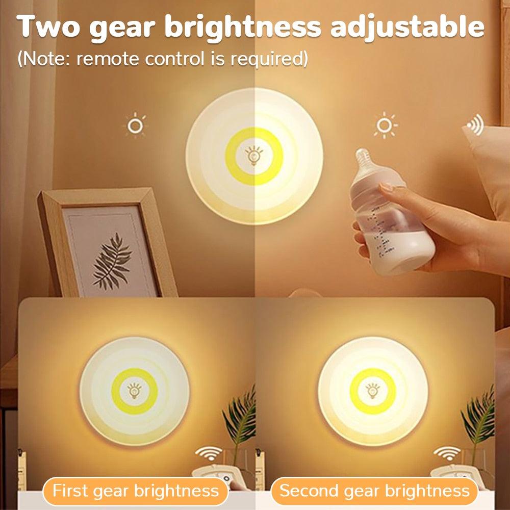 3W Super Bright Cob Under Cabinet Light LED Wireless Remote Control Dimmable Wardrobe Night Lamp Home Bedroom Kitchen Nightlight - Ammpoure Wellbeing