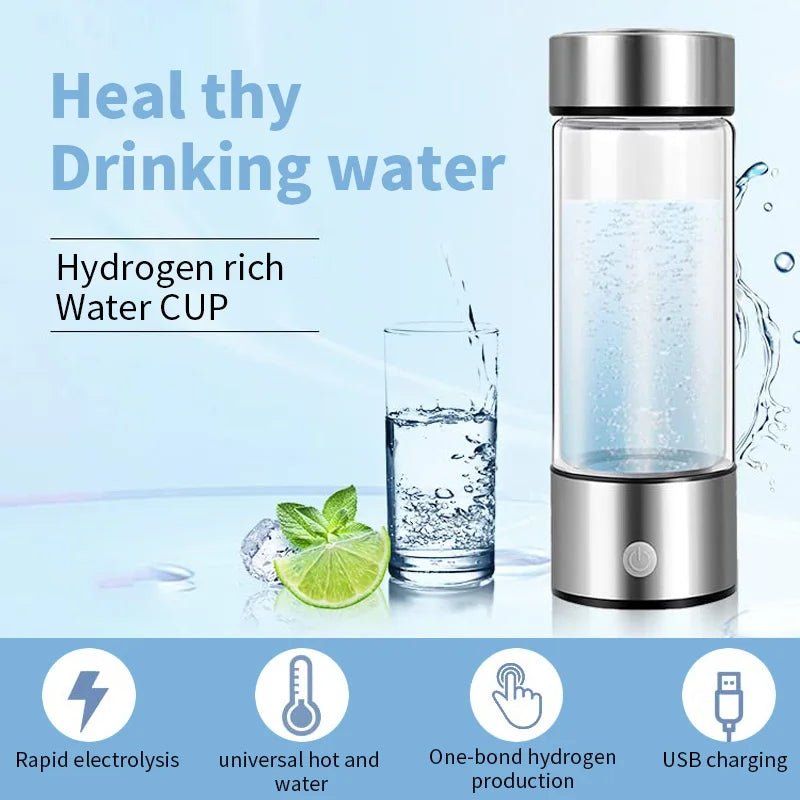 420ml Hydrogen - Rich Water Cup Electric Hydrogen Rich Water Generator Bottle Titanium Quality Filter Portable Antioxidant Lonizer - Ammpoure Wellbeing